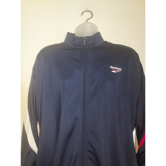 Reebok Men's Track Jacket Large Retro 80s & 90s Vector Tricot Athletic Navy Red - Picture 2 of 9